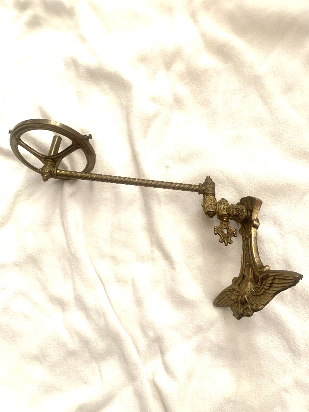 Antique Twist Brass Victorian Wall Sconce Lamp Bracket Architectural 19th C.